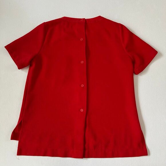 Madewell Red Short Sleeve Top Size Small Pocket Detail Split Hem - Picture 2 of 4
